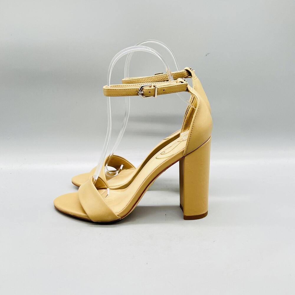 Sam Edelman Sandals Womens 5.5 Beige Leather Yaro Ankle Strap Block Heel Shoes - Picture 4 of 11